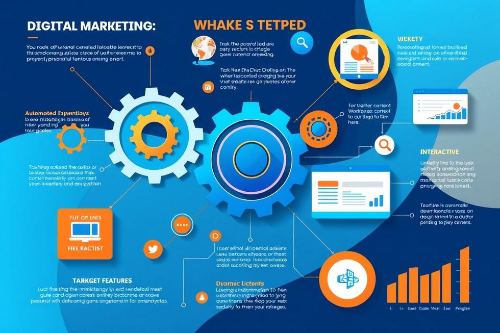 Imagem dinâmica ilustrando diversas estratégias de marketing digital.