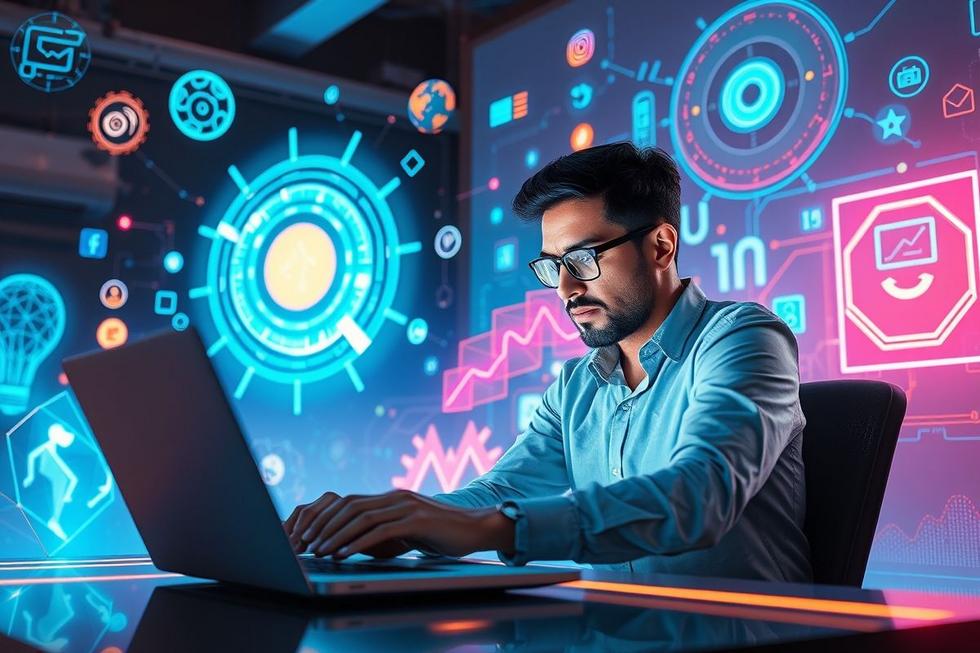 Imagem de um empreendedor desenvolvendo uma marca digital.