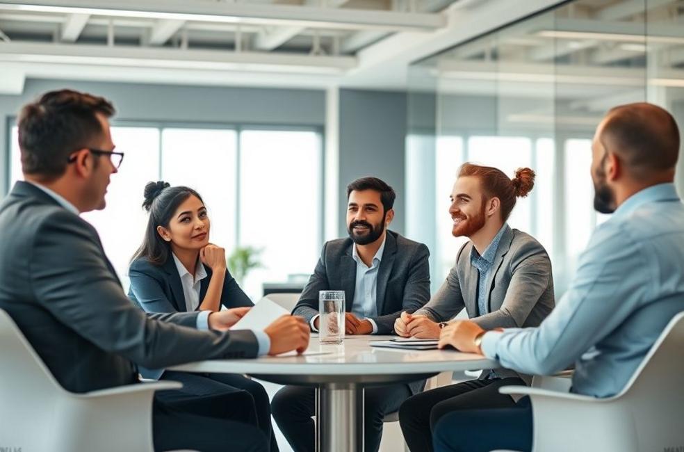 Reunião de empresários em Duque de Caxias focada em estratégias de Google Ads.