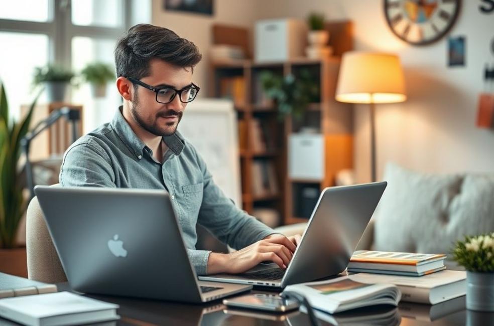 Empreendedor trabalhando em marketing digital