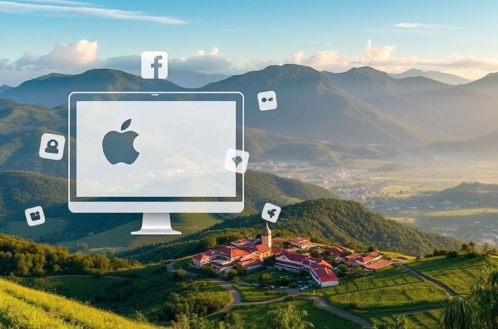 Vista de Rosário do Sul com elementos de marketing digital incorporados.