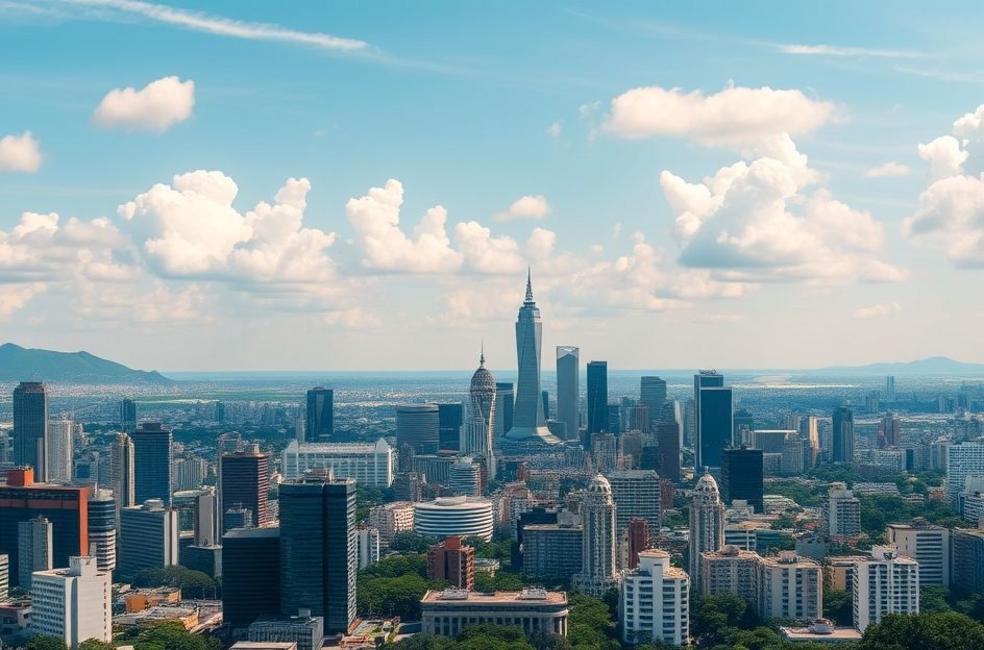 Vista panorâmica de São Paulo com foco em negócios digitais.
