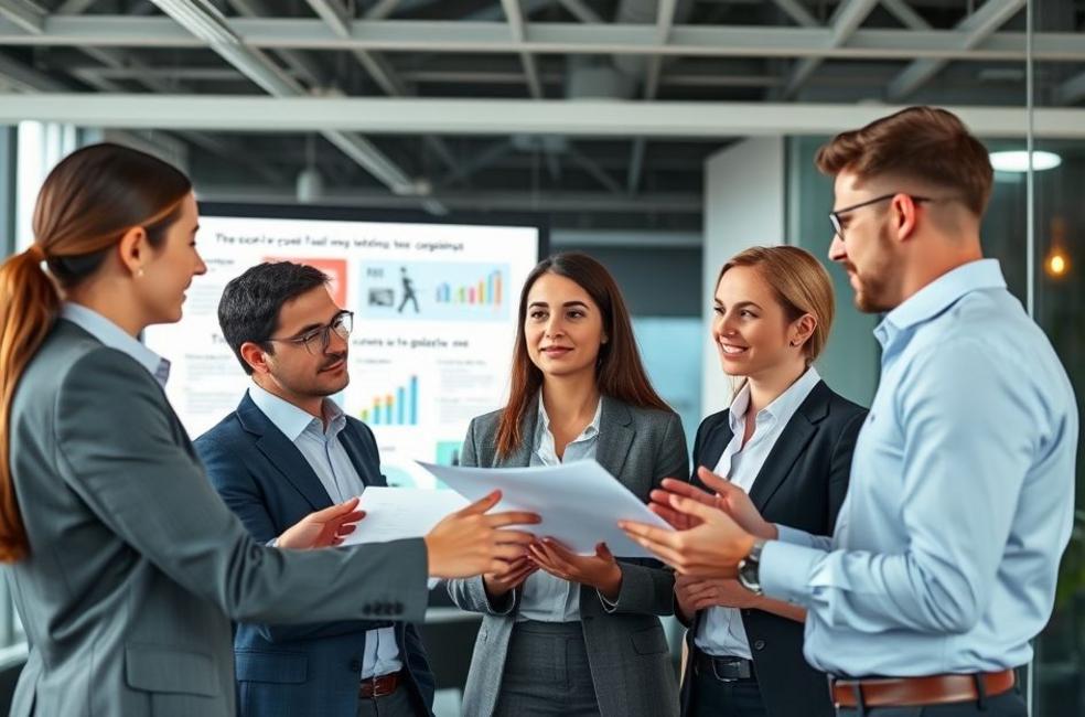 Empreendedores focados em marketing digital.