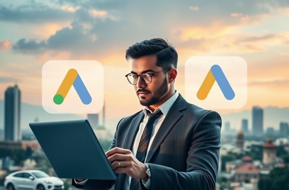 Profissional de marketing digital em Pelotas trabalhando com Google Ads.