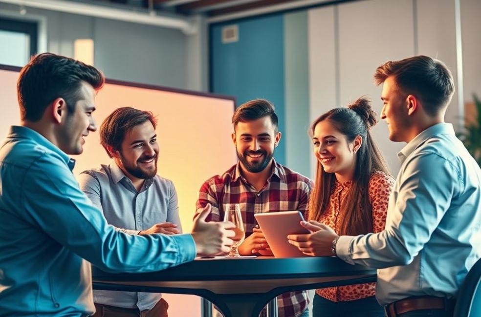Grupo de empreendedores em Canoas discutindo marketing digital