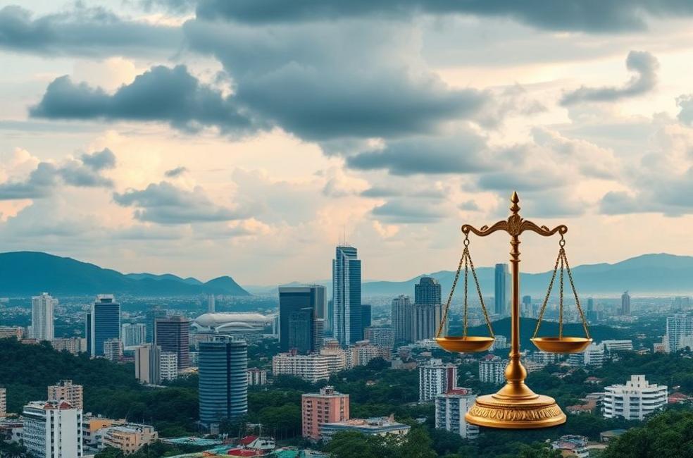 Imagem da cidade de Piracicaba com ícones de direito.