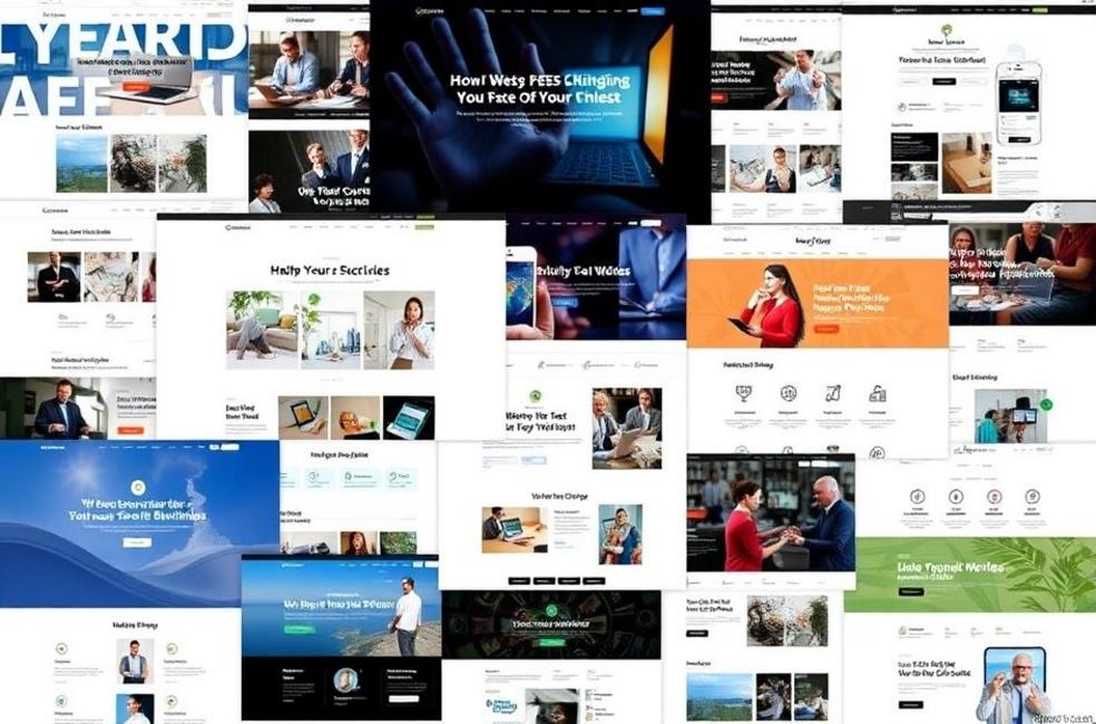 Colagem de websites criados para negócios diversos.