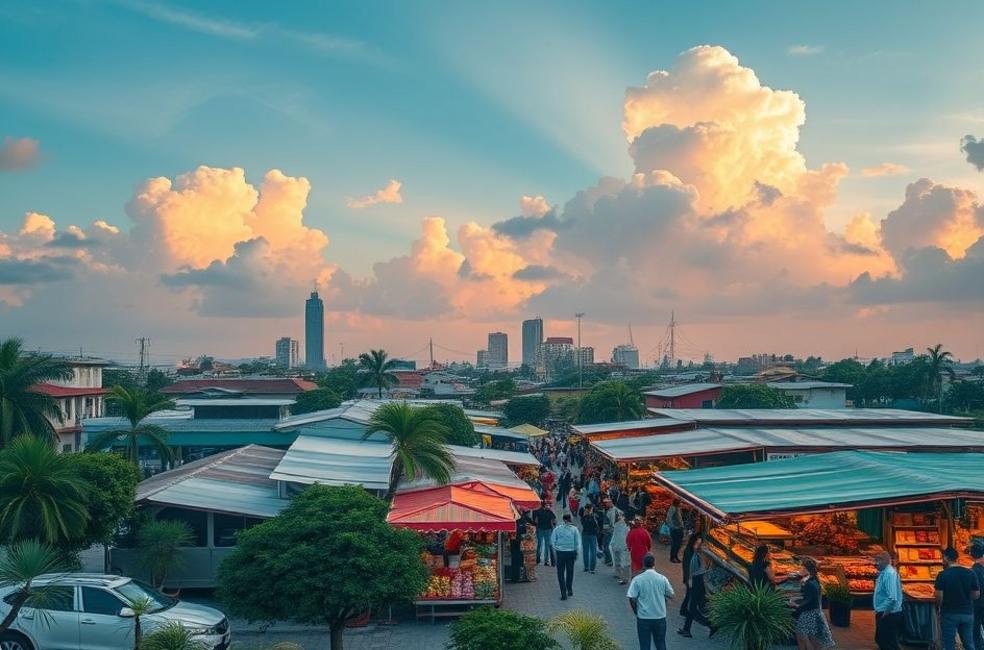 Vista vibrante do centro de Cascavel, PR.