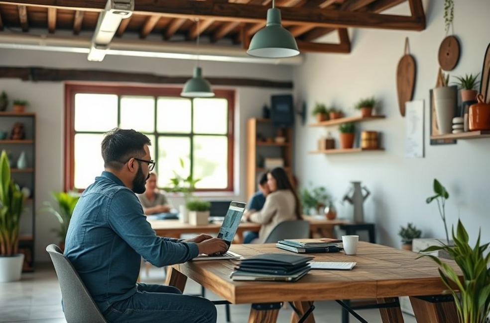 Ambiente profissional em Chapecó com foco em marketing digital.