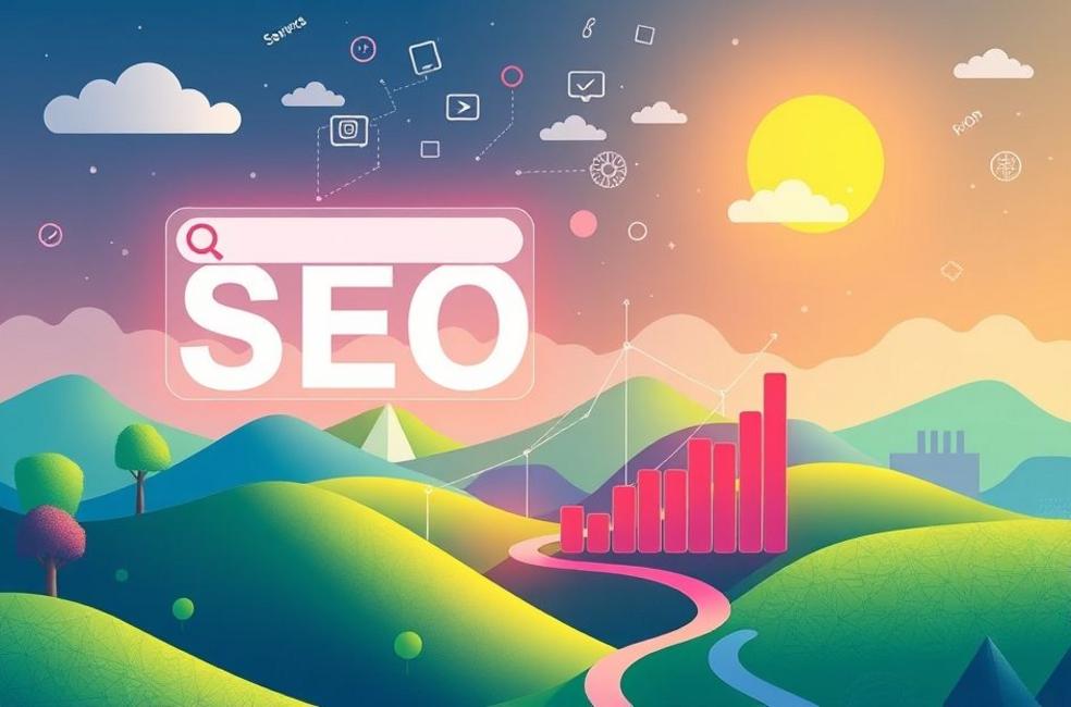 Paisagem digital representando estratégias de SEO.