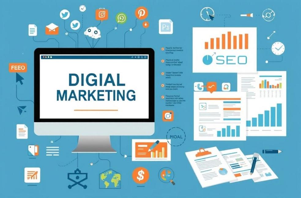 Diferentes estratégias de marketing digital sendo aplicadas