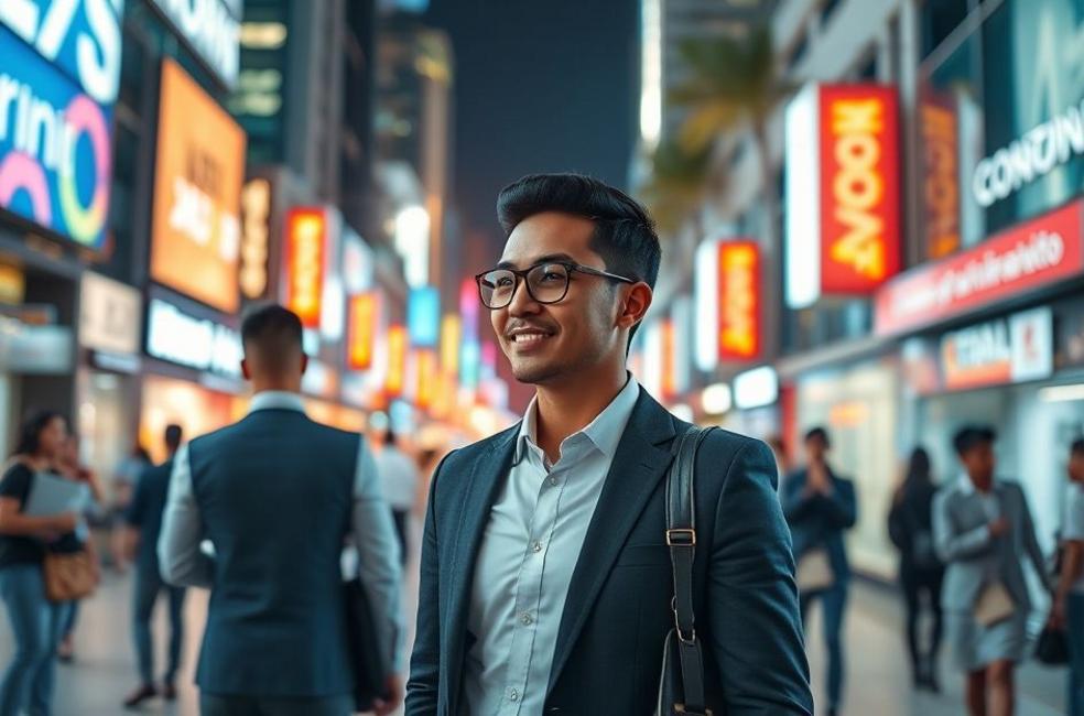 Imagem vibrante representativa do marketing digital em um ambiente de negócios em Santana de Parnaíba.