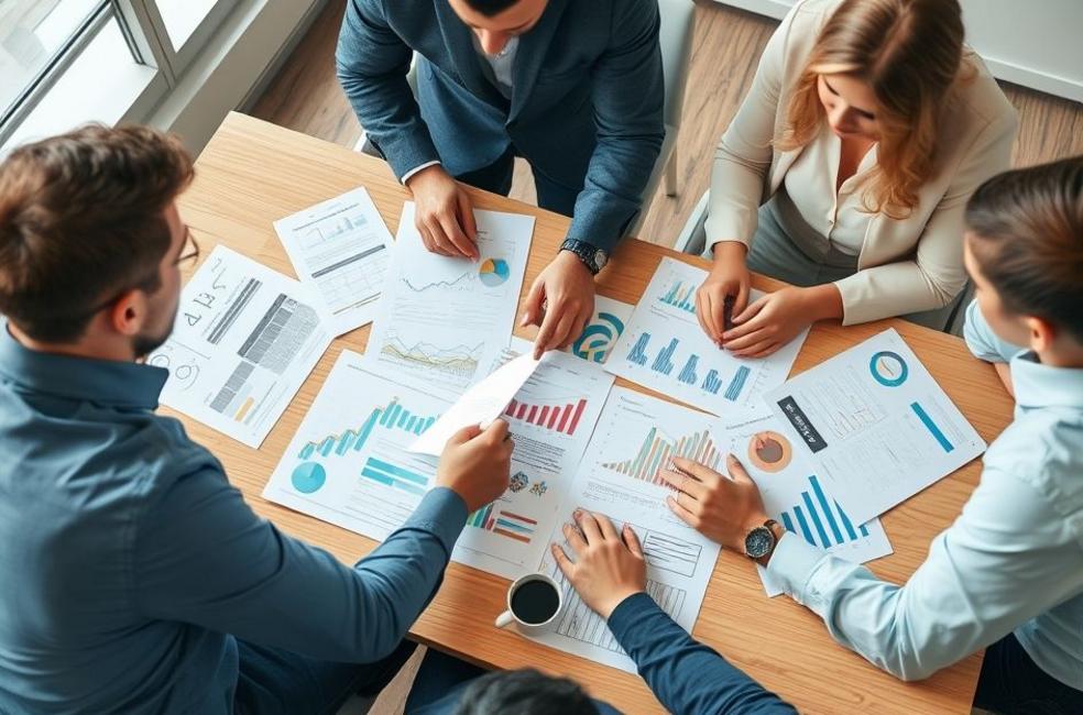 Equipe de marketing colaborando em estratégias de Google Ads.