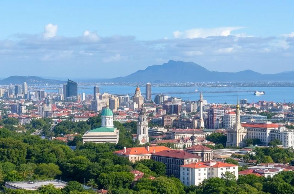 Vista de Florianópolis destacando pontos de interesse da comunidade jurídica.