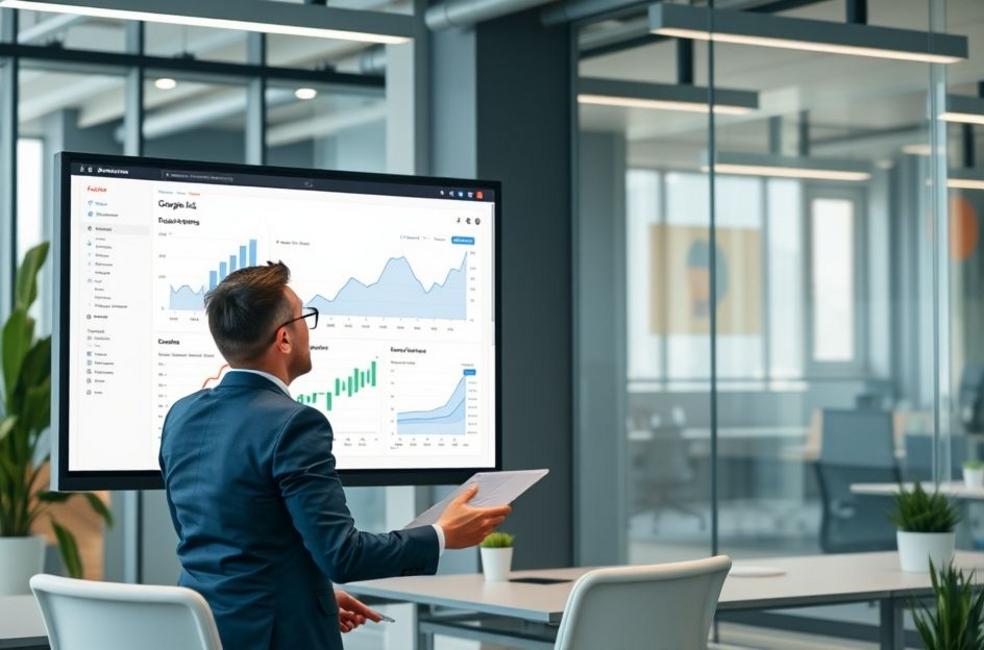 Expert em marketing digital analisando anúncios do Google