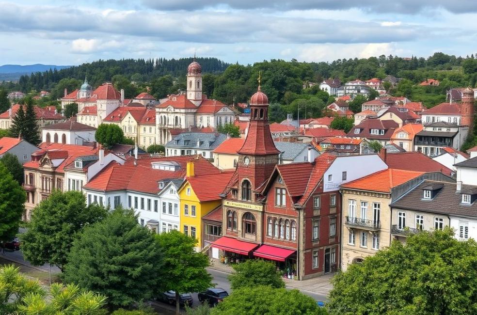 Vista panorâmica de Gramado com arquitetura charmosa, simbolizando espírito empreendedor.