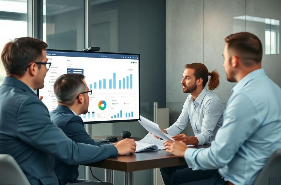 Equipe de marketing trabalhando em landing pages