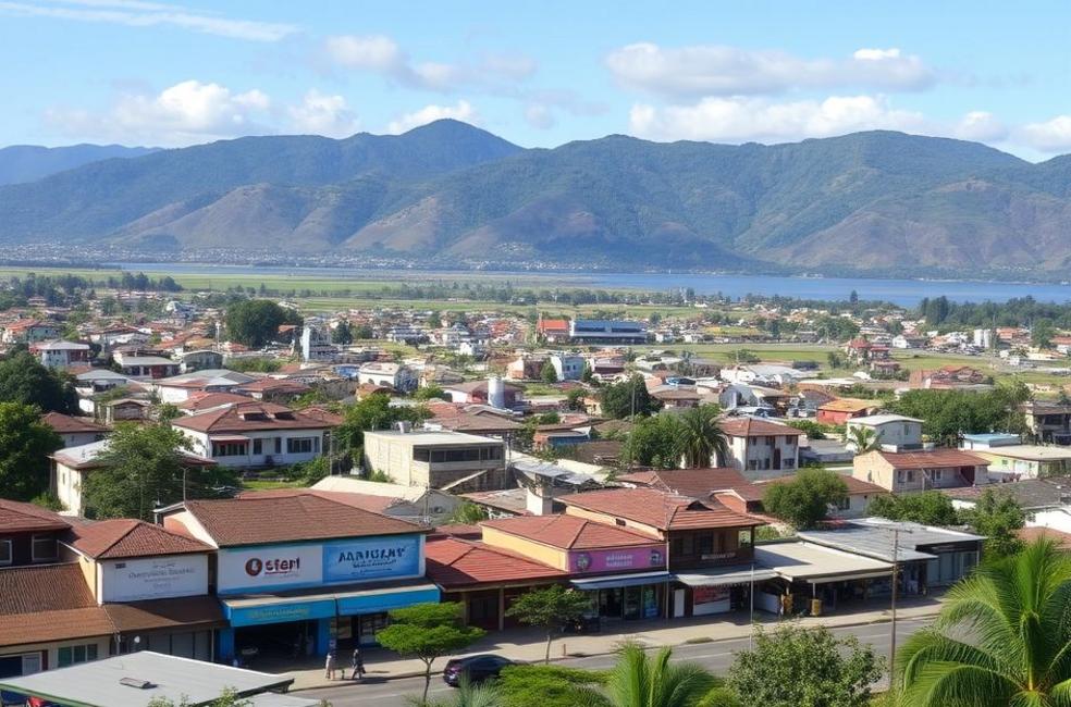 Vista da cidade de Jaraguá do Sul com foco em empresas locais.