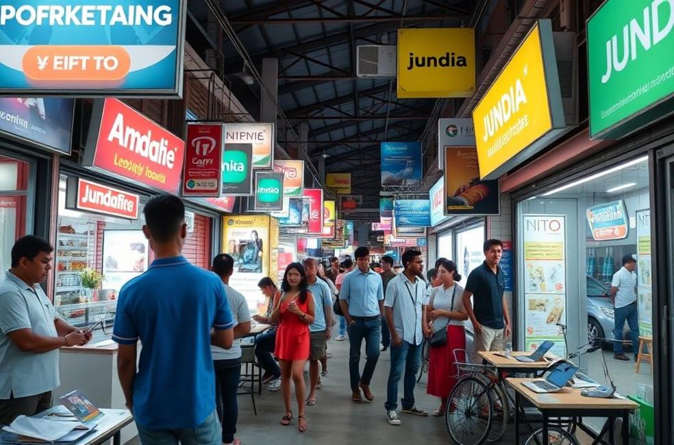 Cenário dinâmico de negócios em Jundiaí envolvendo marketing digital.