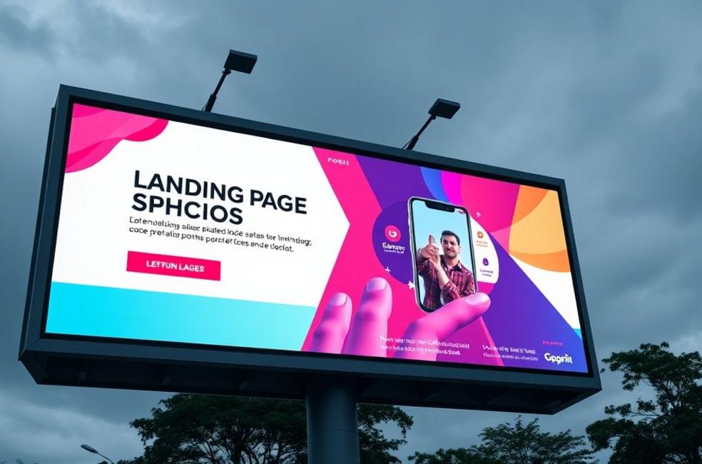 Outdoor anunciando serviços de Landing Page