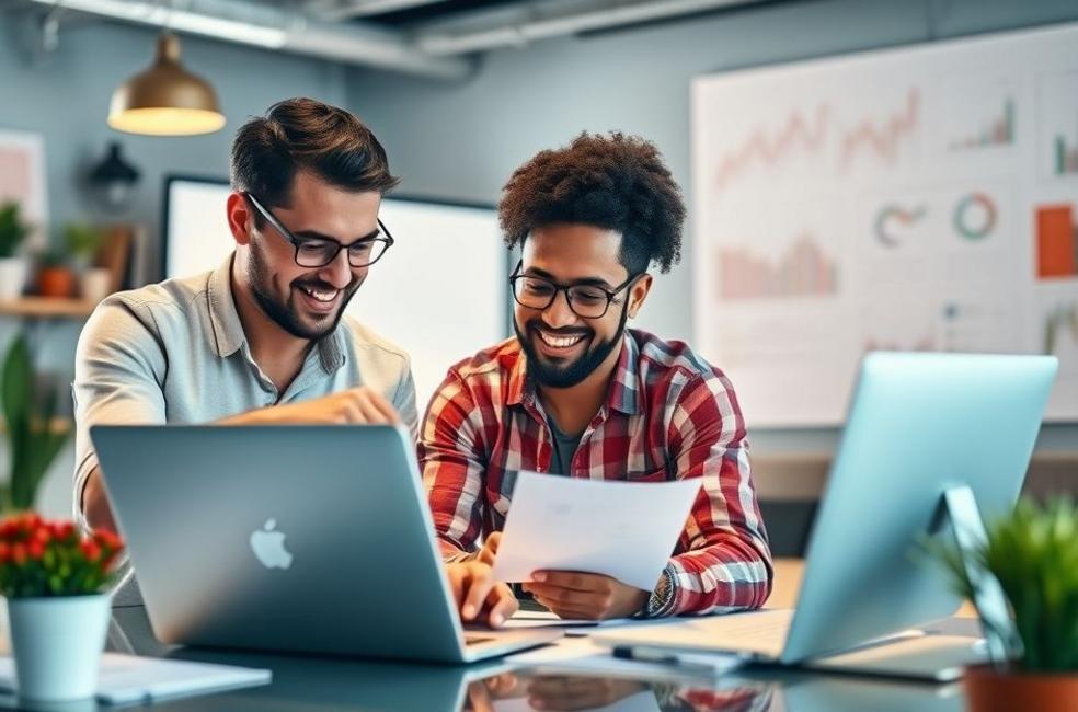 Empresários de Catanduva colaborando e desenvolvendo estratégias de marketing digital.