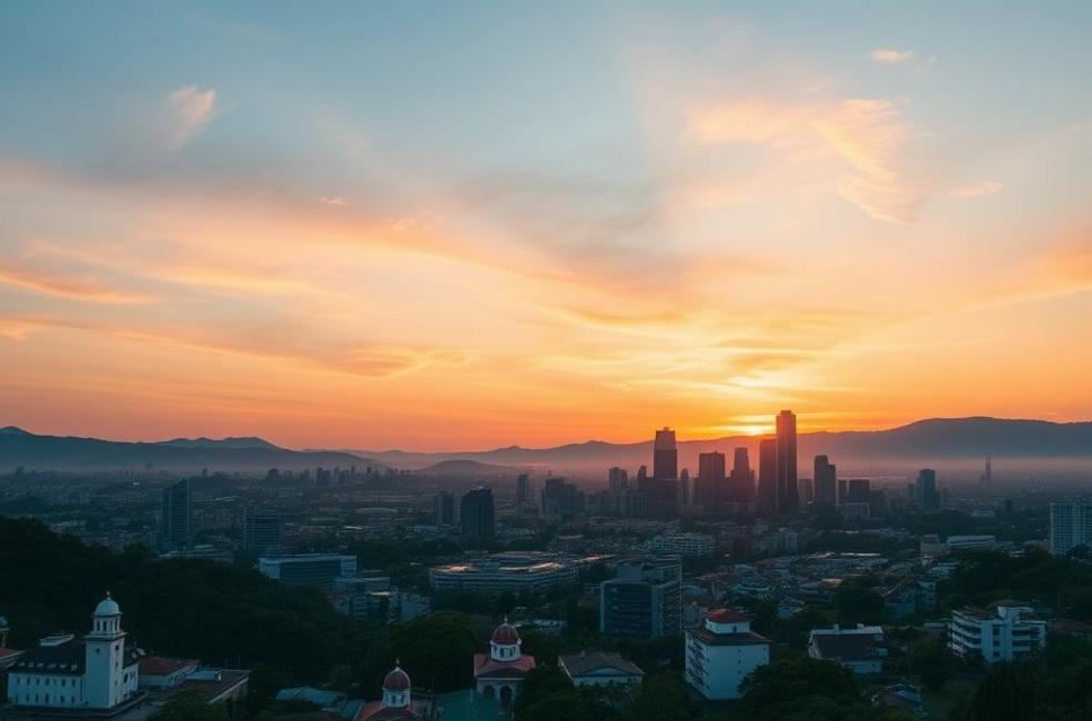 Vista do pôr do sol em São José SC