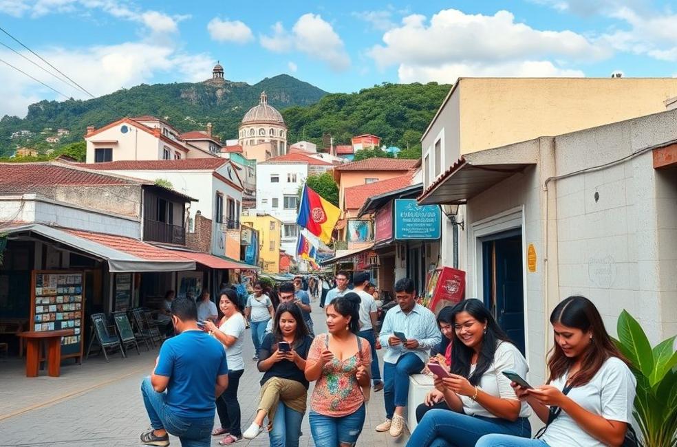 Vista da comunidade de São Leopoldo com foco em negócios locais
