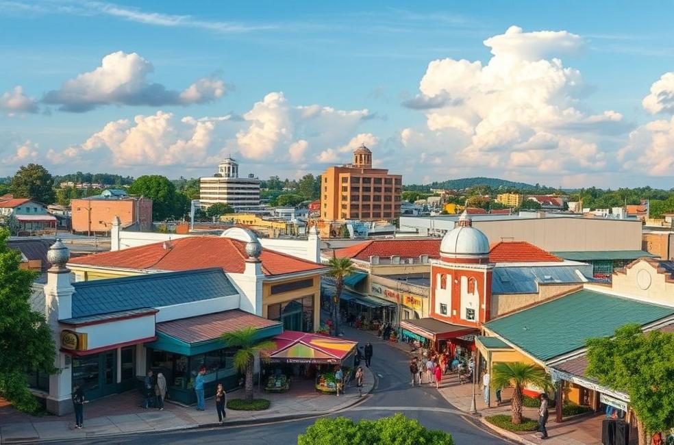 Vista pitoresca de Sorocaba, mostrando empresas locais e a presença digital emergente.