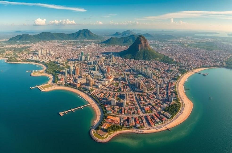 Visão panorâmica de Taubaté com ênfase no crescimento de negócios locais.