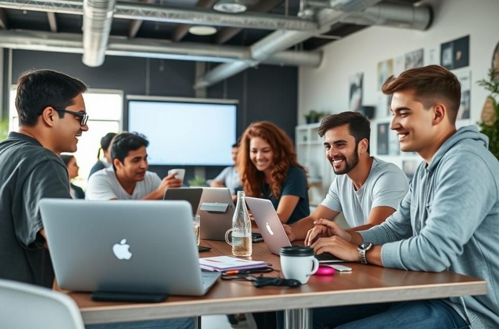 Empreendedores em Araçatuba desenvolvendo estratégias de marketing digital.