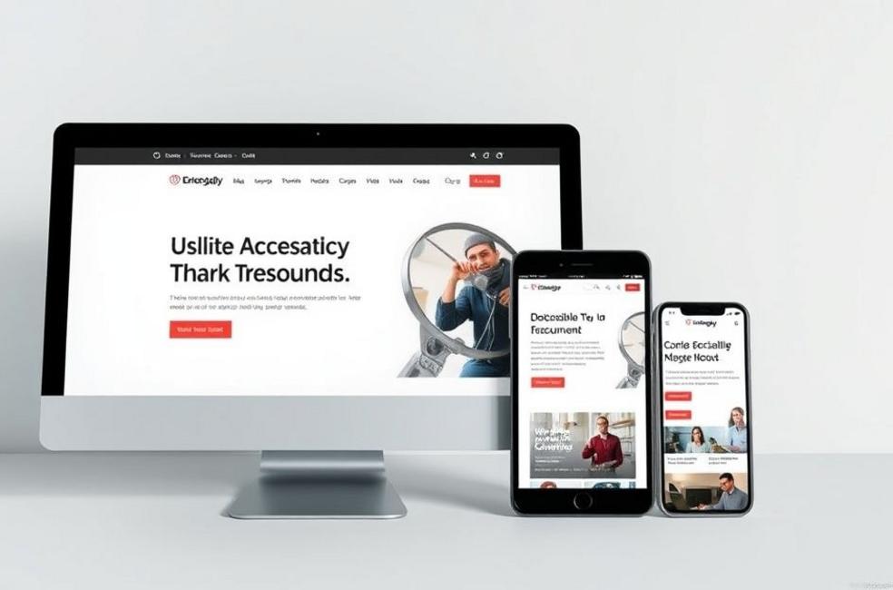 Website exibido em diferentes dispositivos.