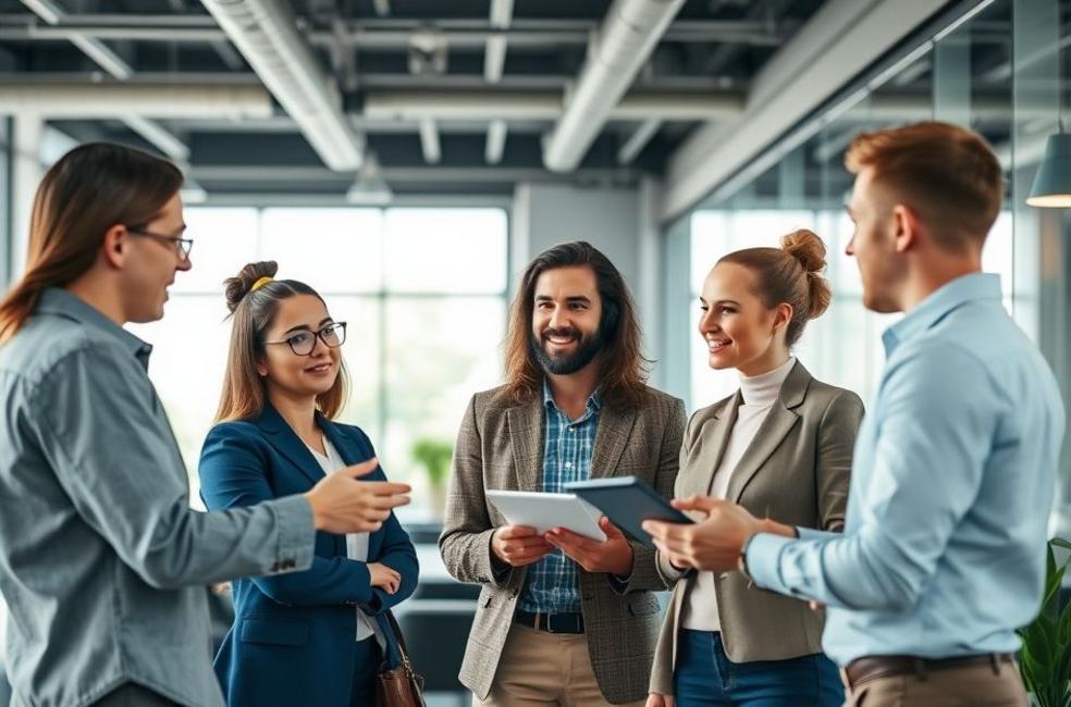 Equipe de marketing digital colaborando sobre estratégias de Google Ads.