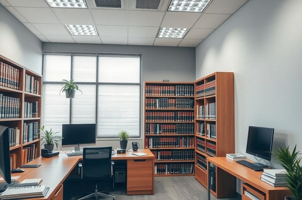 Ambiente de trabalho de um escritório de advocacia em Lages.