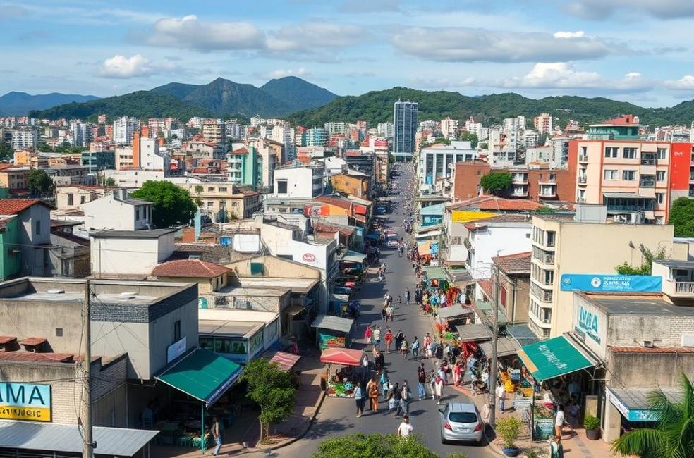 Vista da cidade de Araçatuba mostrando promissora atividade comercial.