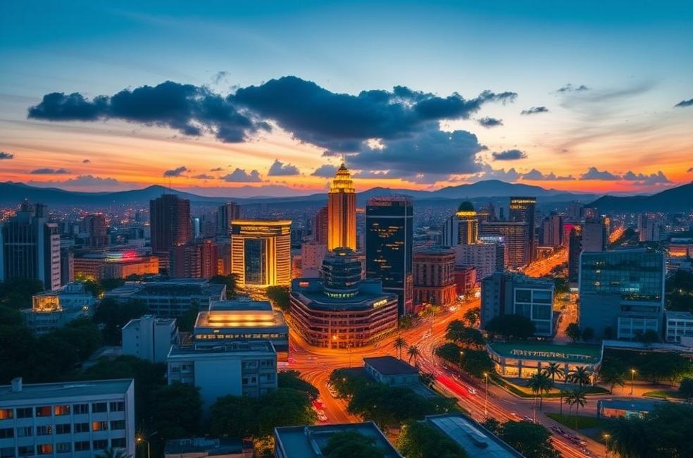 Vista da cidade de Curitiba à noite, refletindo o dinamismo e as oportunidades de marketing digital.
