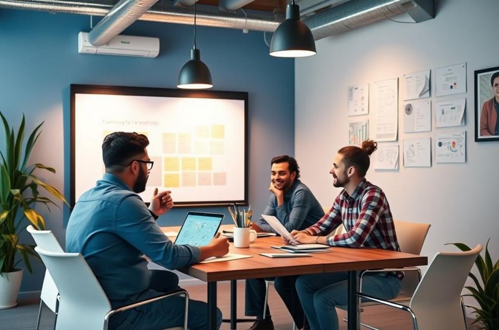 Imagem de uma agência de marketing digital em Catanduva com a equipe em plena criação de estratégias.