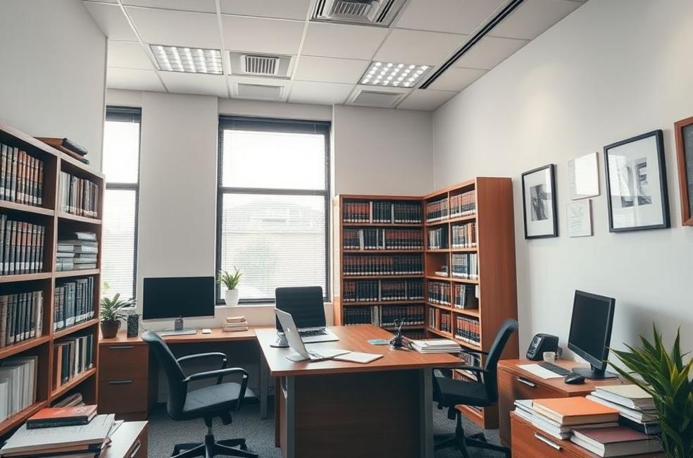 Escritório de advocacia em Canoas com ambiente moderno.