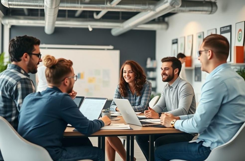 Ambiente de trabalho de uma agência de marketing digital.