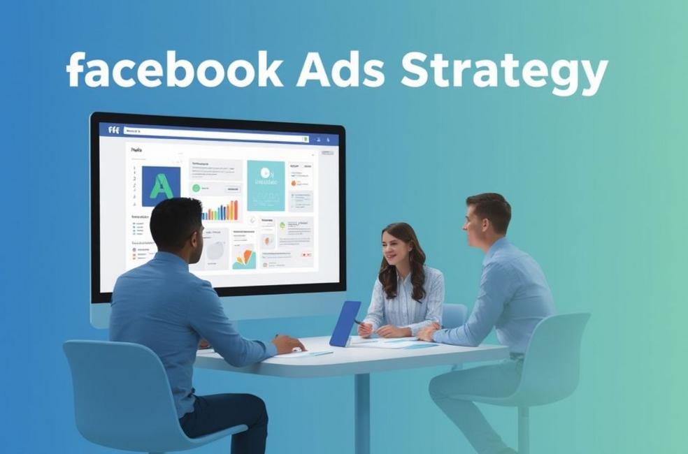 Profissionais discutindo estratégias de anúncios no Facebook.