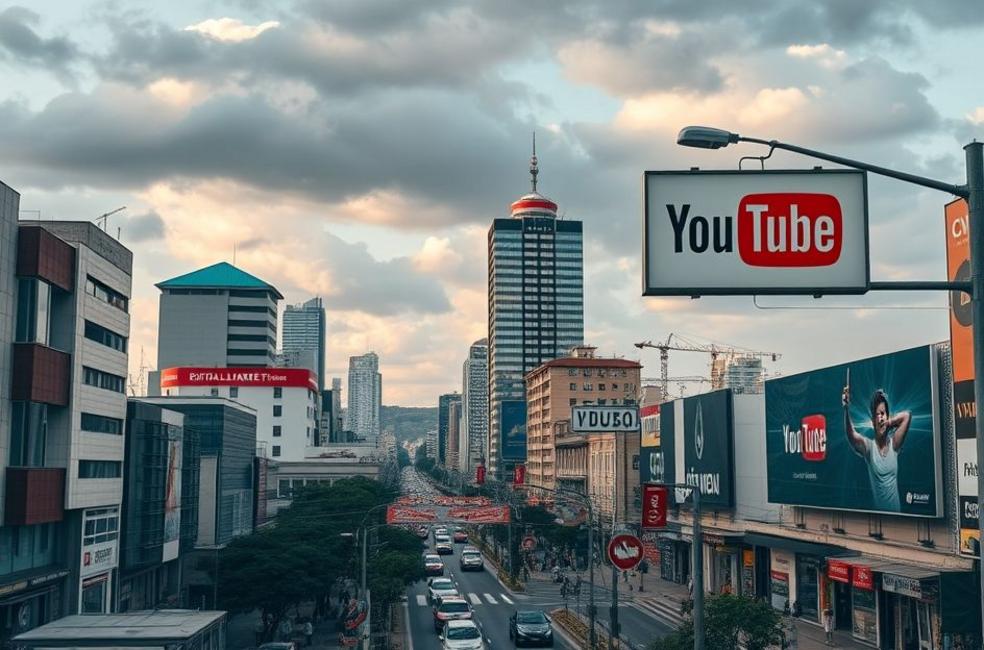 Cidade de Franca com elementos digitais de marketing.