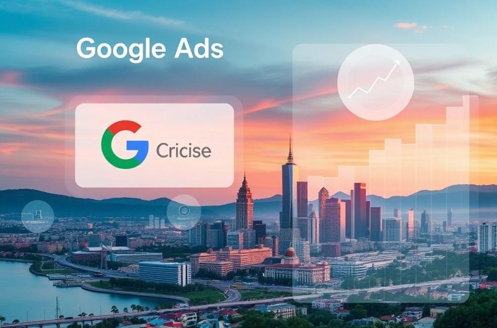 Gráficos e crescimento empresarial com Google Ads.