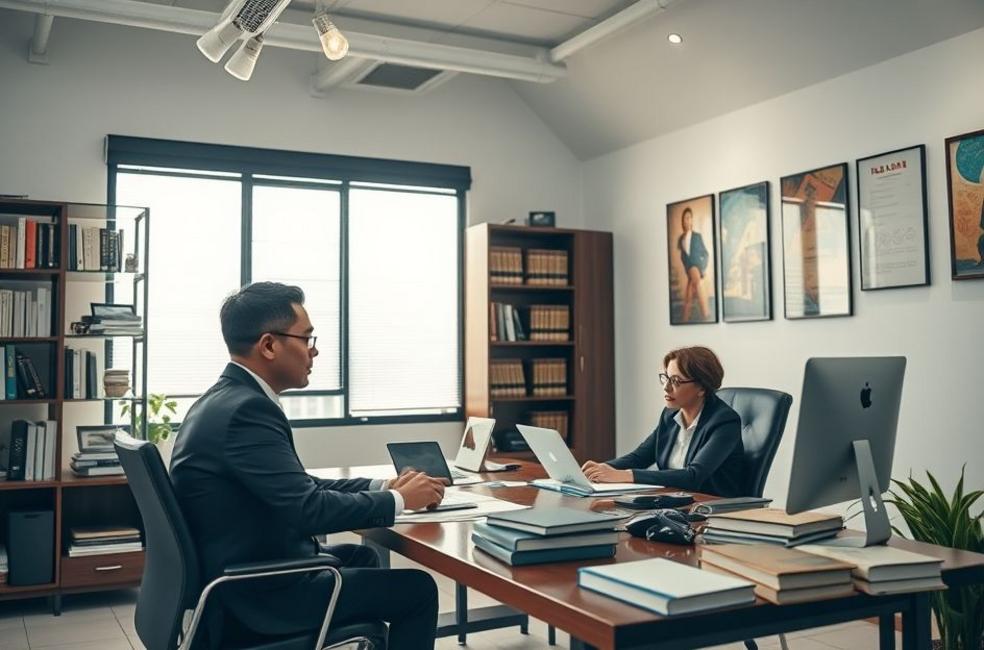 Escritório de advocacia em Santa Maria com advogados trabalhando.