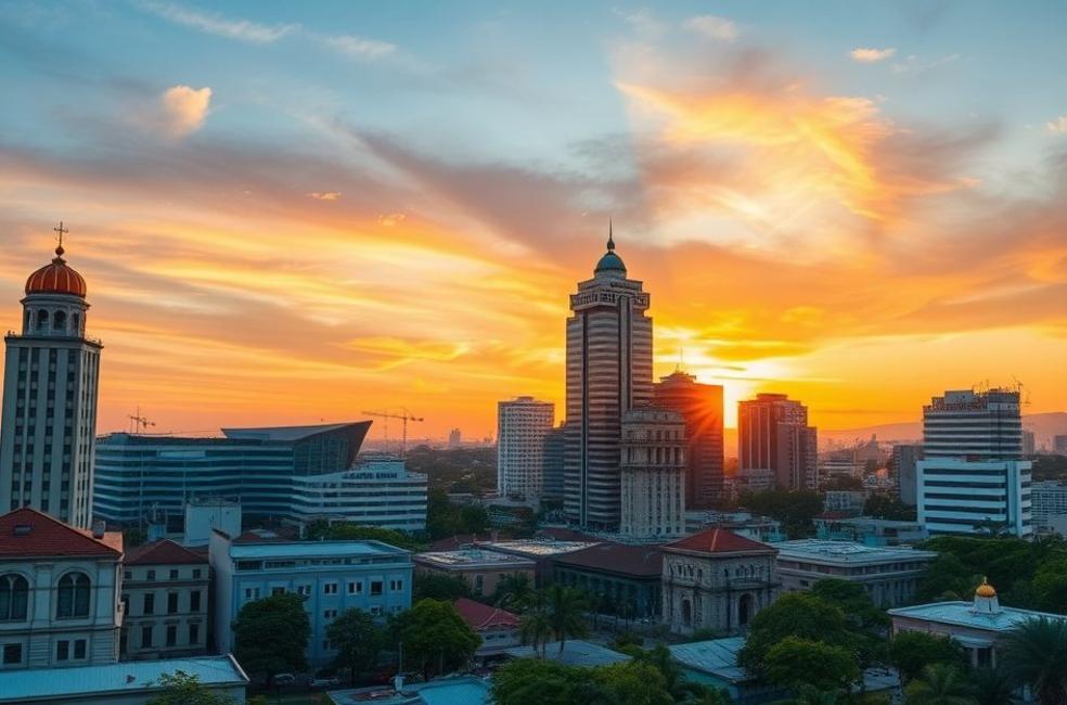 Vista de Porto Alegre ao pôr do sol, simbolizando o crescimento dos negócios locais.