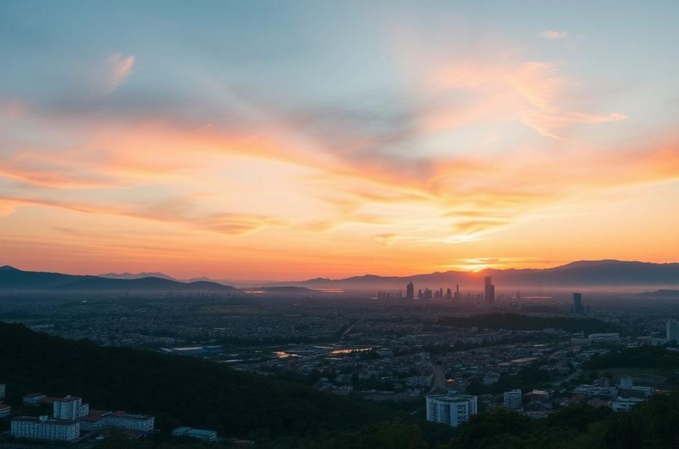 Vista panorâmica de São José do Rio Preto ao pôr do sol