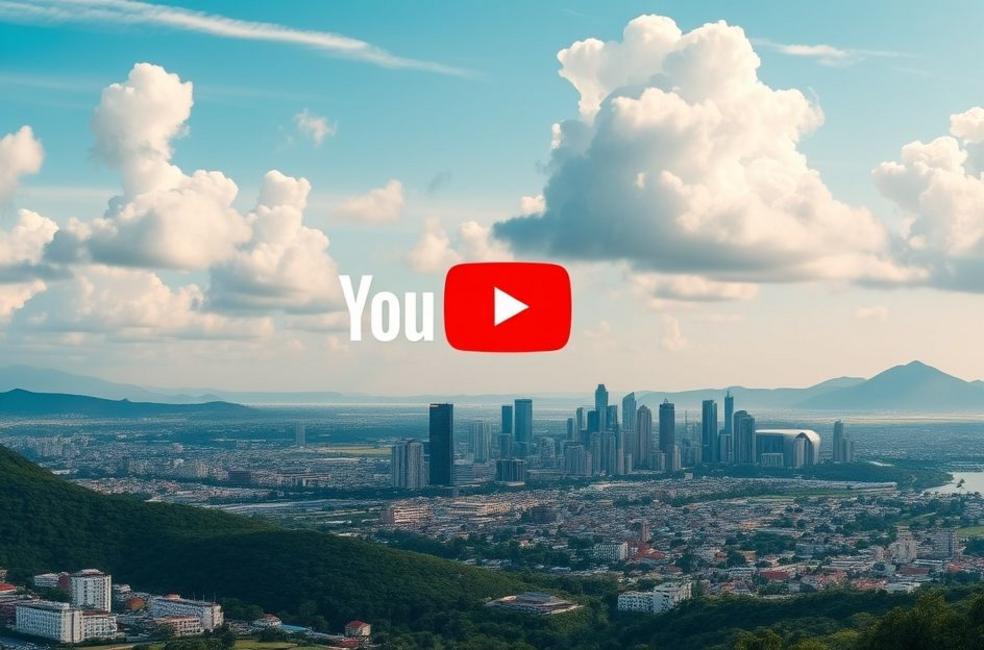 Cenário da cidade de Ponta Grossa com o logo do YouTube simbolizando estratégias digitais.
