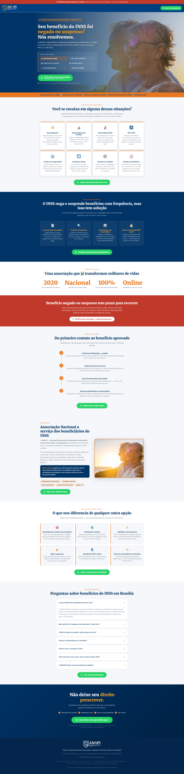 Landing page ANAAPI, benefício negado pelo INSS