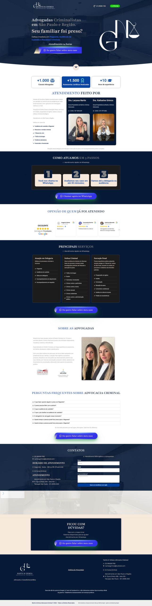 Landing page Nartis e Grimza Advocacia Criminal